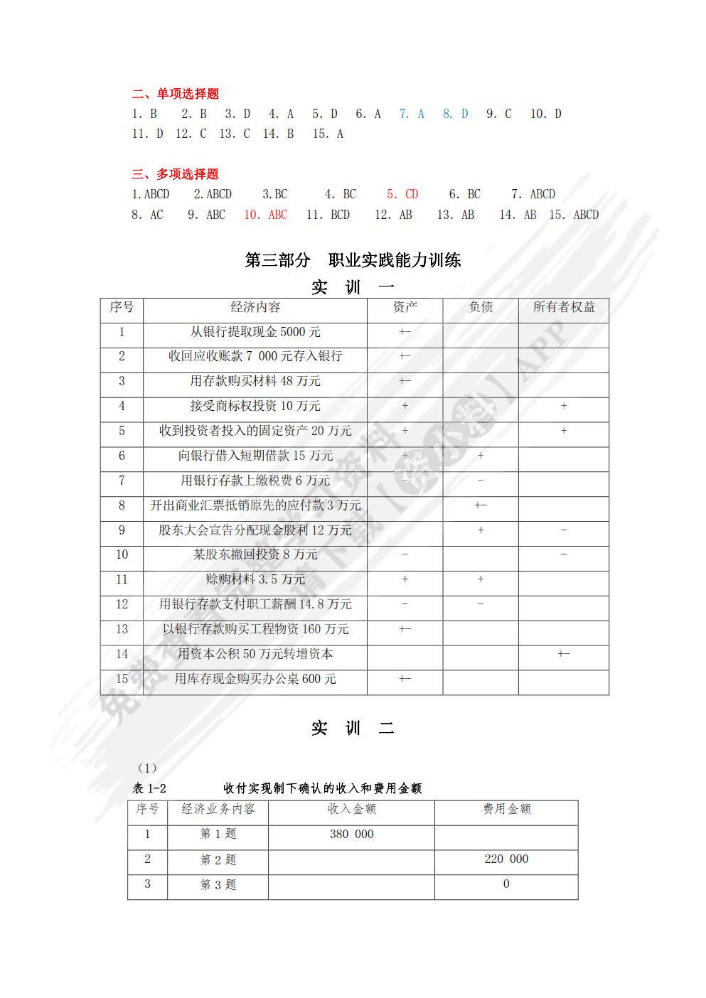 基础会计学习题与实训（第二版）