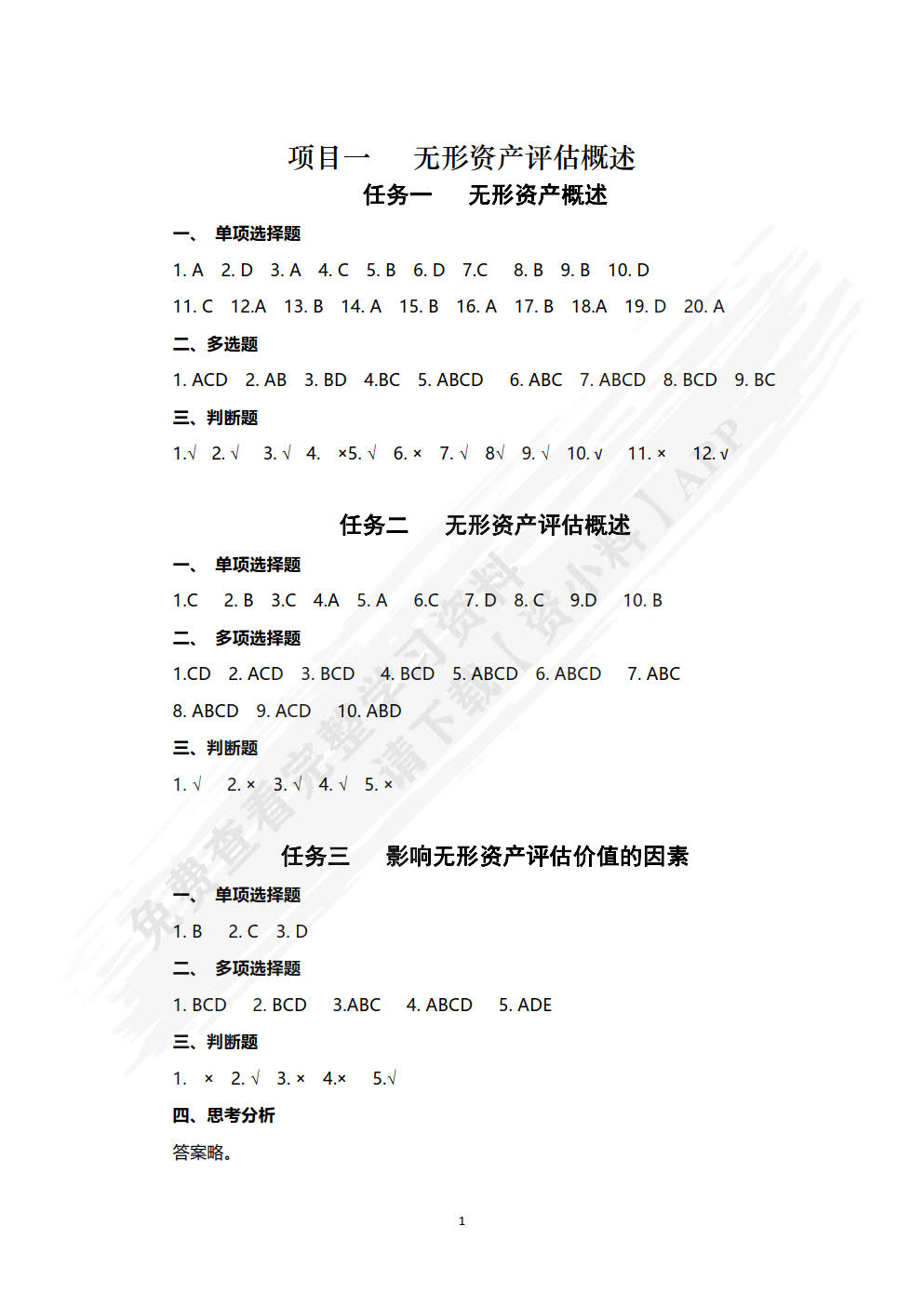 无形资产评估习题与实训