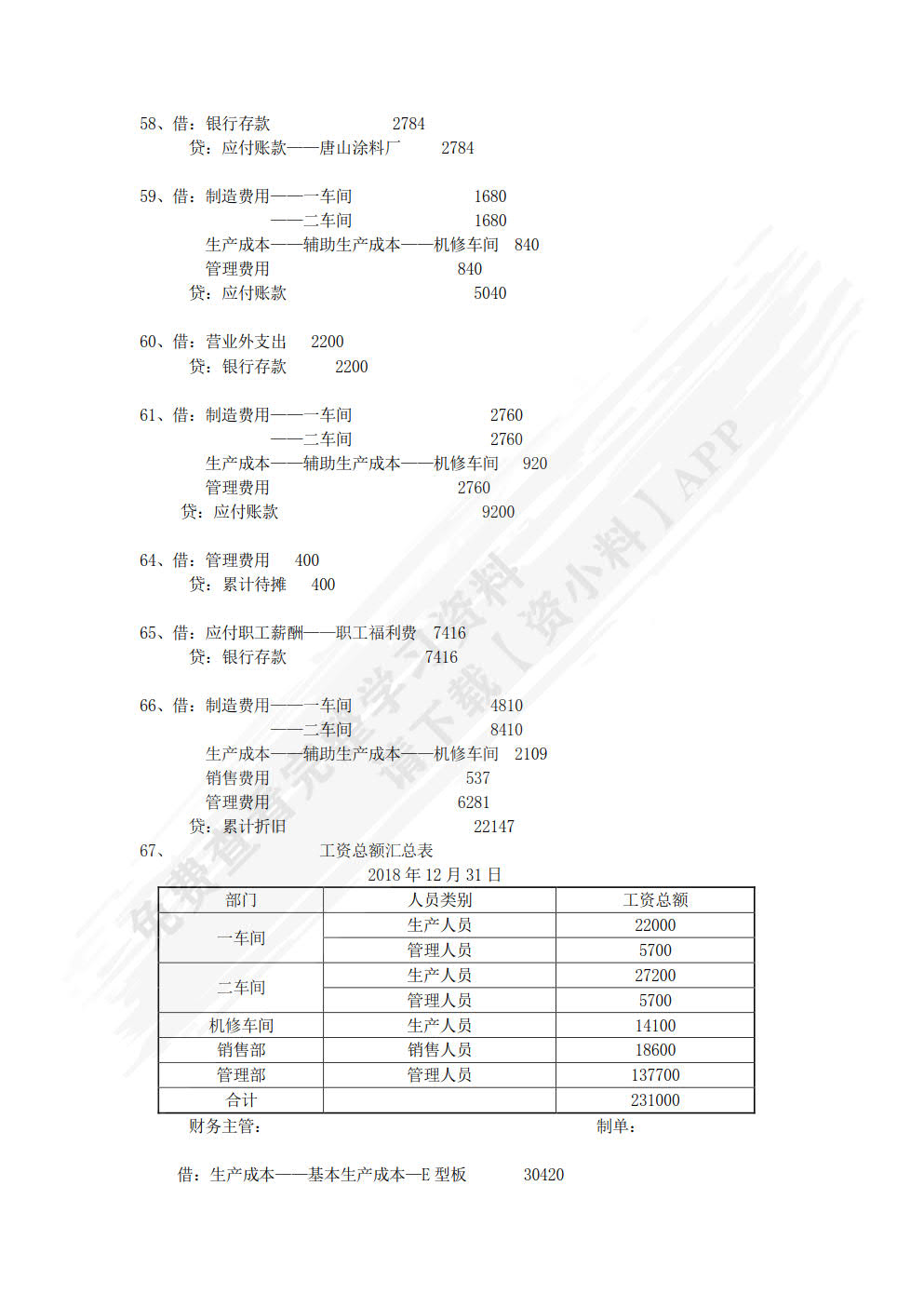 会计分岗综合实训
