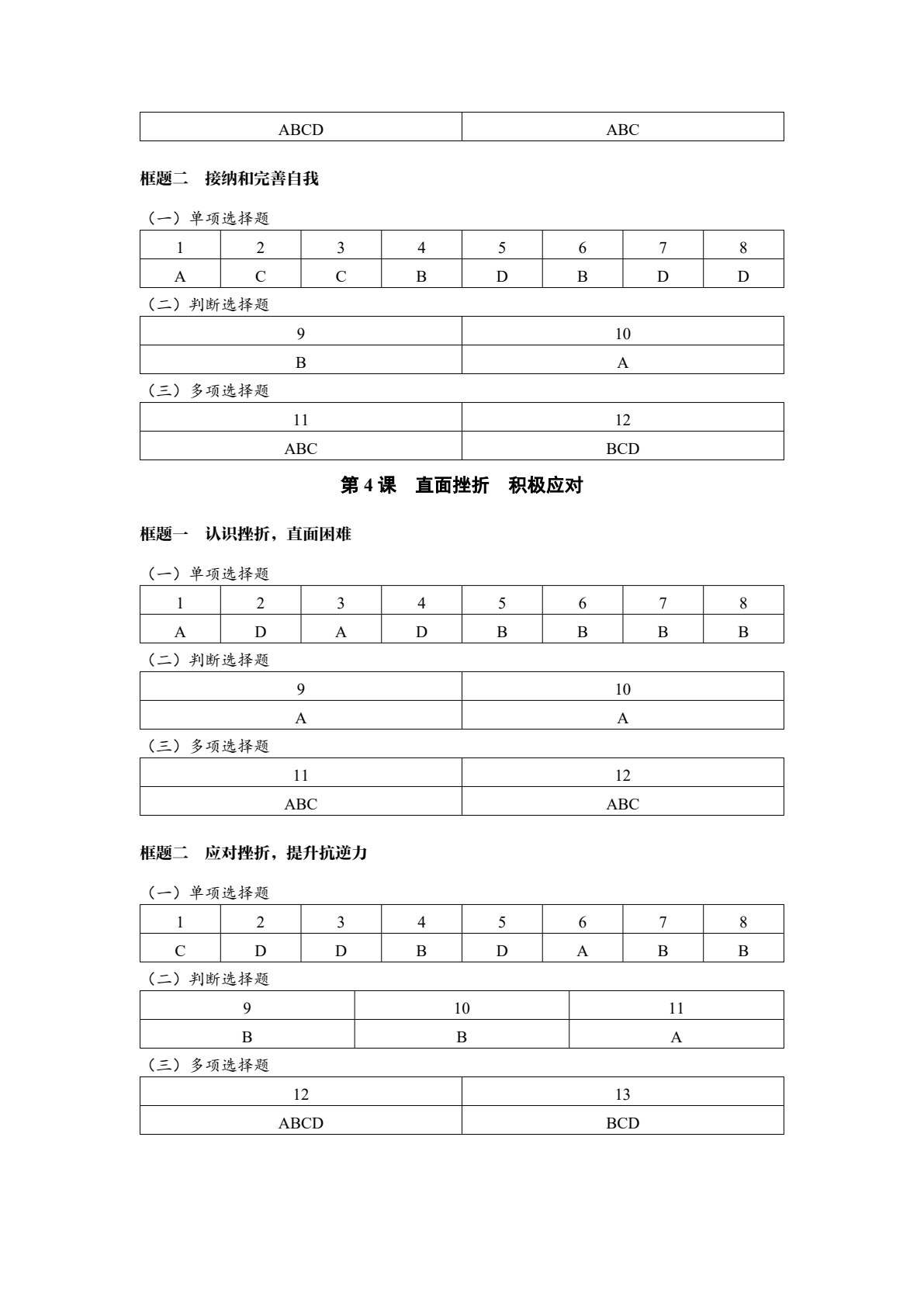 [福建版]《思想政治 基础模块 心理健康与职业生涯》同步检测［高教新课标］（双色）