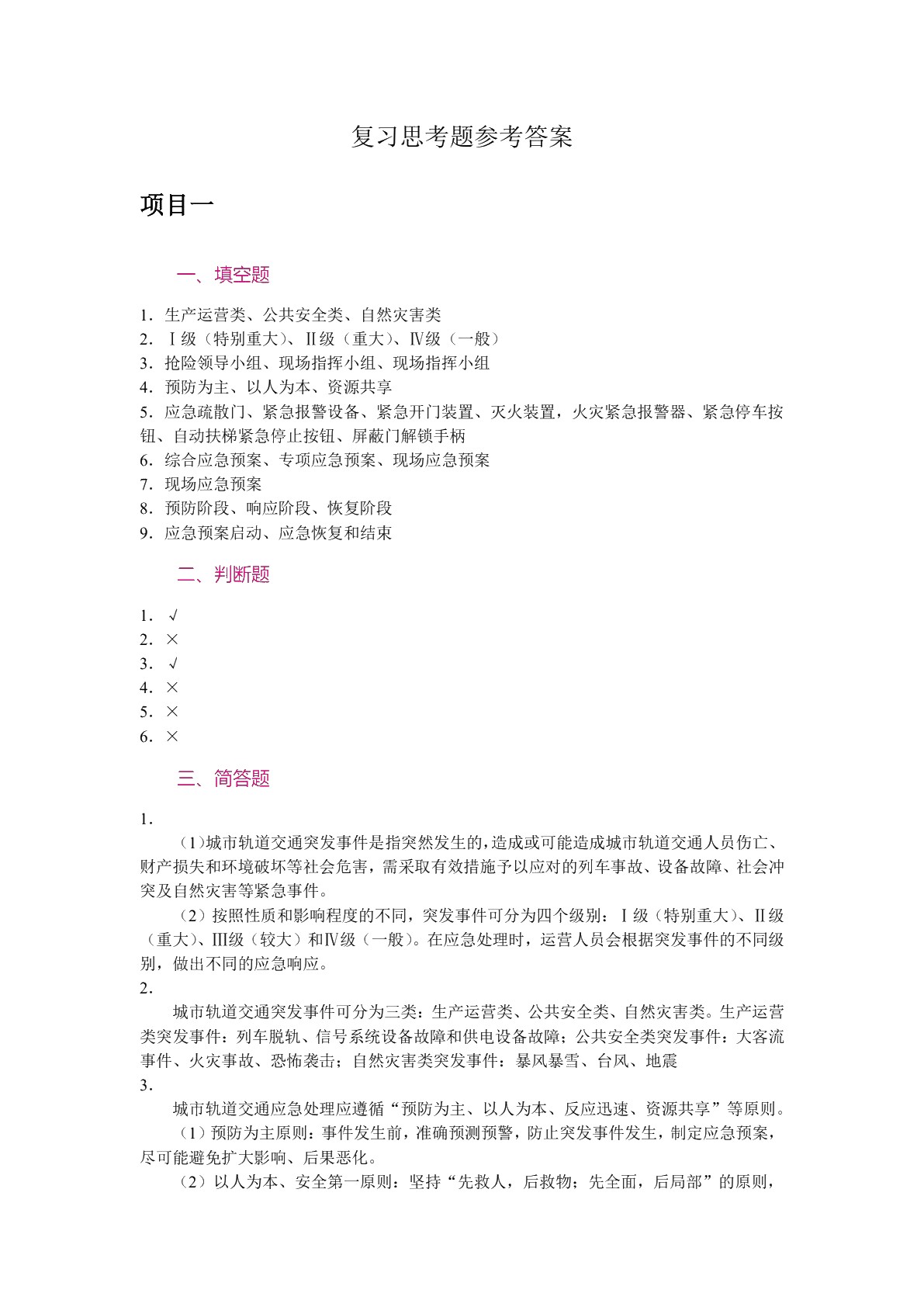 城市轨道交通应急处理[湖南优秀]（双色）（含微课）