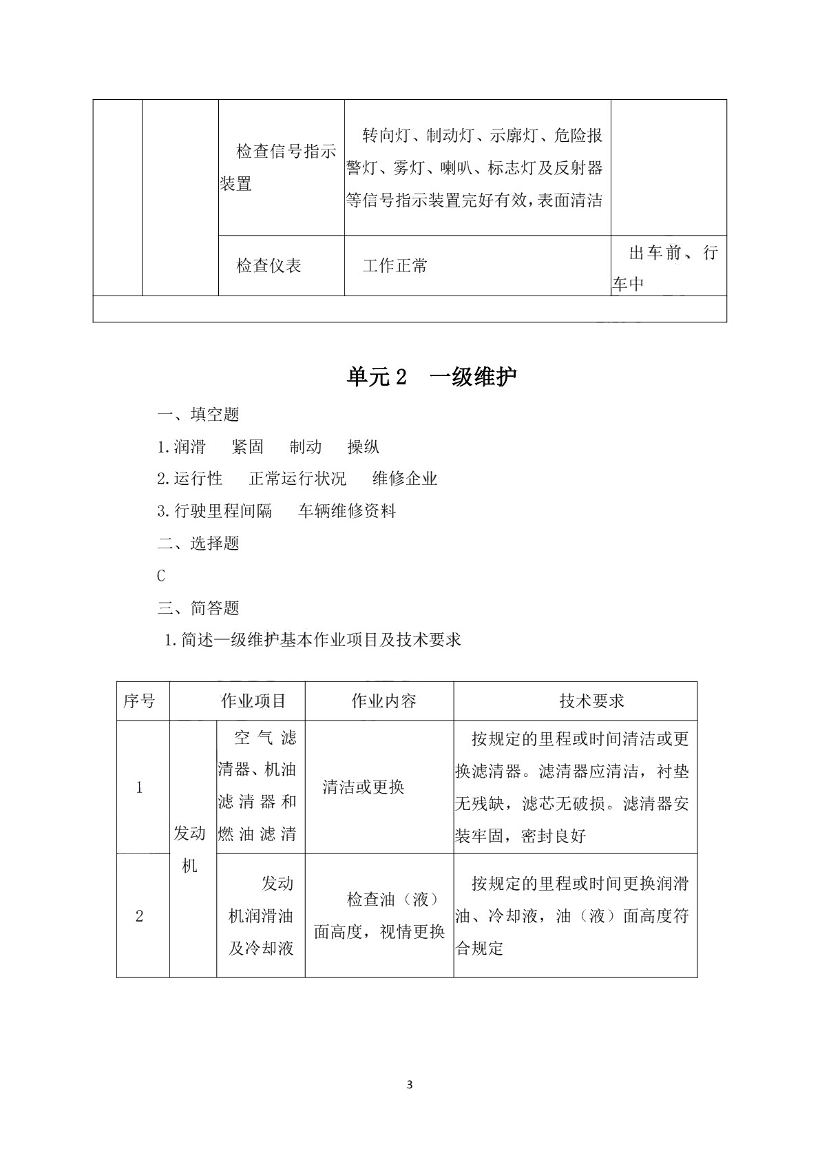 汽车维护与故障排除（第四版）习题册